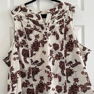 Lane Bryant Floral Sleeveless Blouse - Black and White Size 28